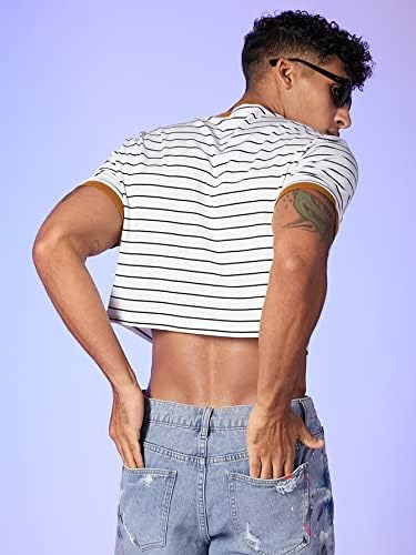 Floerns Playera Corta Con Estampado De Rayas Y Manga Corta