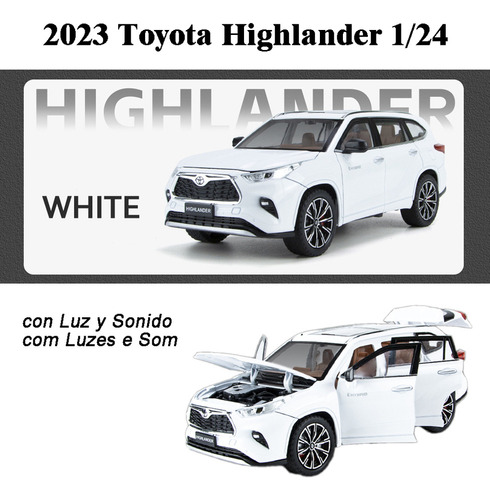 2023 Nuevo Toyota Suv Highlander Miniatura Metal Coche 1/24