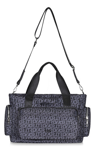 Cartera Trendy Cartera Porta Todo Acabado De Los Herrajes Níquel Color Negro Correa De Hombro Negro Diseño De La Tela Lisa