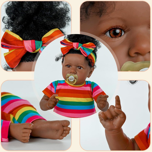 Bebes Reborn Silicona Tamaño Real Muñeca Niña Africana 55cm