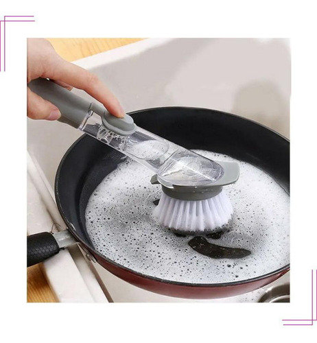 Escova De Limpeza Com Dispenser De Detergente Louças Panela