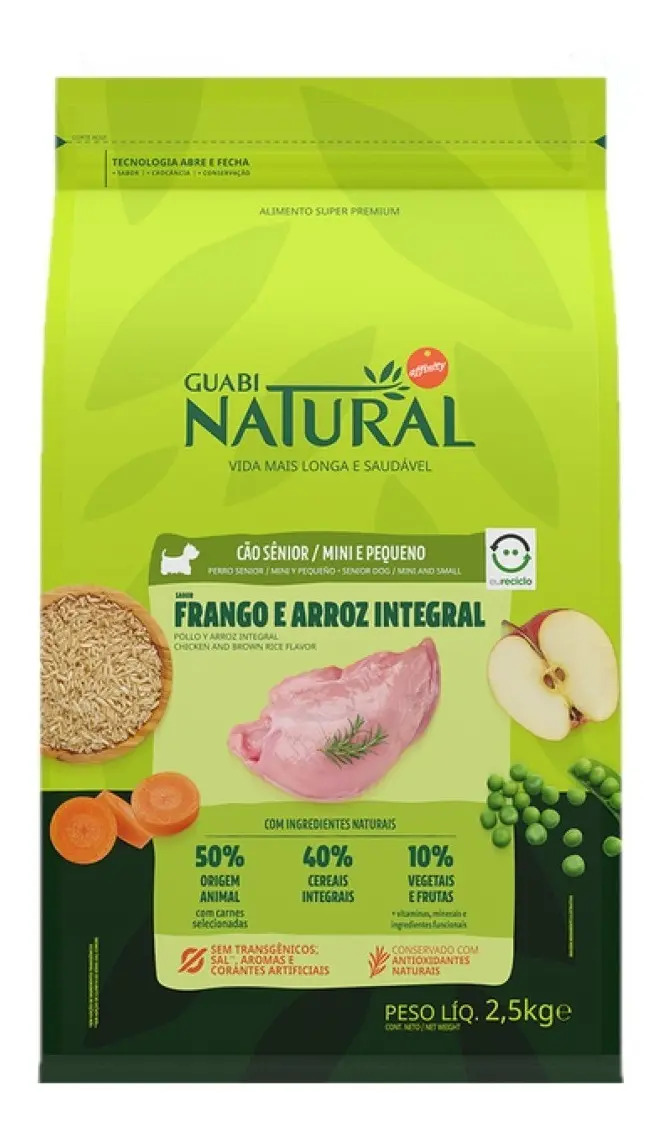 Ração Guabi Natural Sênior 2,5kg Frango Cão Seco Saúde Bucal