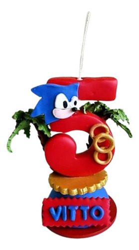 Vela Temática Sonic En Porcelana Fria