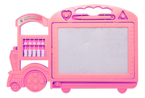 Imagem 4 de 7 de Lousa Mágica Infantil Trenzinho Caneta E Carimbo 33cm Rosa