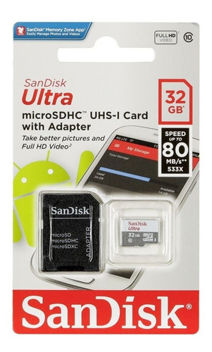 Imagen 1 de 2 de Memoria Micro Sd Hc Sandisk 32gb Ultra Con Card With Adapter