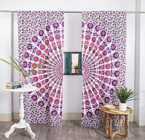 Popular Handicrafts Paneles Cortina Ventana Con Mandala Pavo