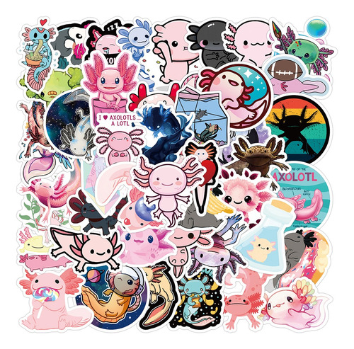 Ajolote Kawaii 50 Calcomanias Stickers Pvc Vs Agua Animales