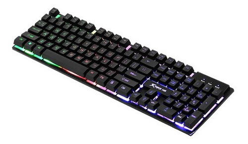 Teclado Slim Gamer Xtrike Me Con Luz Kb-305 Sp Color del teclado Negro