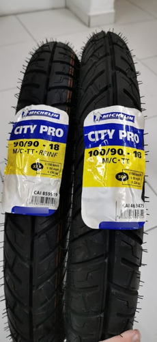 Imagen 2 de 6 de Paquete De Llantas 90/90 Y 100/90-18 City Pro Michelin Msi