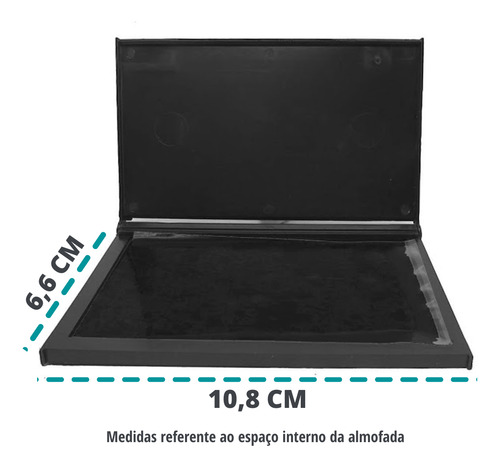 Carimbeira Média Para Carimbo N3 Cor Preta Almofada