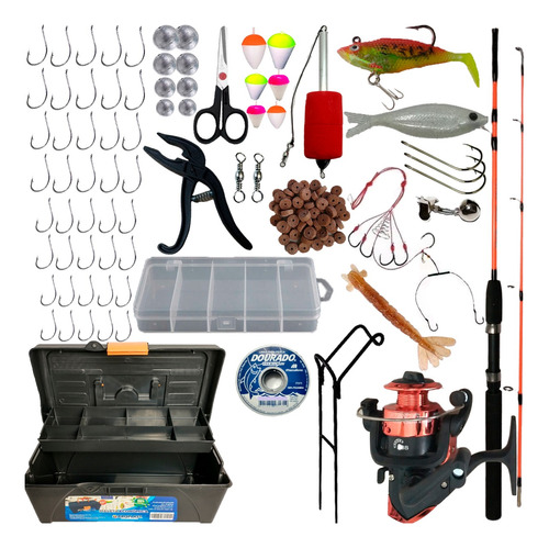 Kit De Pesca Completo Vara Molinete Maleta Pronto Para Usar