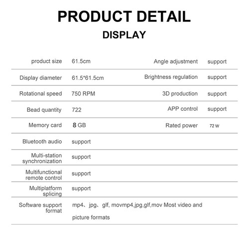 P62 Ventilador Holográfico 3d De 62cm,722led Memoria De 8g