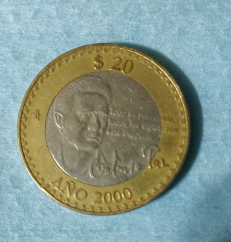 Moneda $20 Pesos Octavio Paz Año 2000