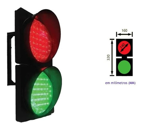 Semaforo Grande Slim 37 Led 12000 Mcu X Bivolt Sinalizador