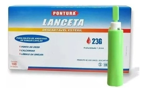 Lanceta De Segurança 23g Auto-teste Dedo Calcanhar Orelha Cor Verde