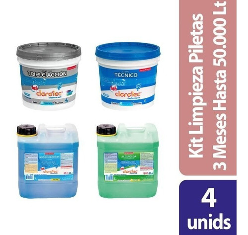 Kit 3 Meses De Limpieza Clorotec Para Pileta Revestida!!