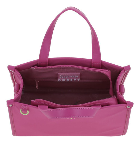 Bolso Chico Satchel Gorett Tay Rosa Para Dama Gs25088-p Acabado De Los Herrajes Níquel Color Rosa Chicle Correa De Hombro Rosa Chicle Diseño De La Tela Liso