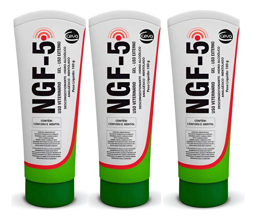 Kit 3 Pomadas Ngf-5 100g Dor Muscular Equinos Bovinos Suinos