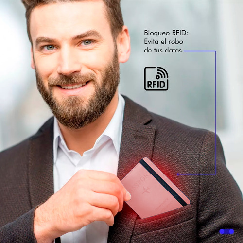 Porta Pasaporte Documentos Funda Protectora Viaje Con Rfid Color Rosa