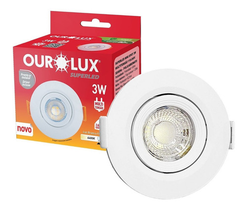 Spot Mini Redondo Embutir Super Led 3w Branco Frio Ourolux