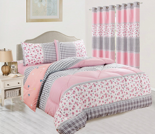 Set De Juego De Sábanas Cobertor Fundas Y Cortinas
