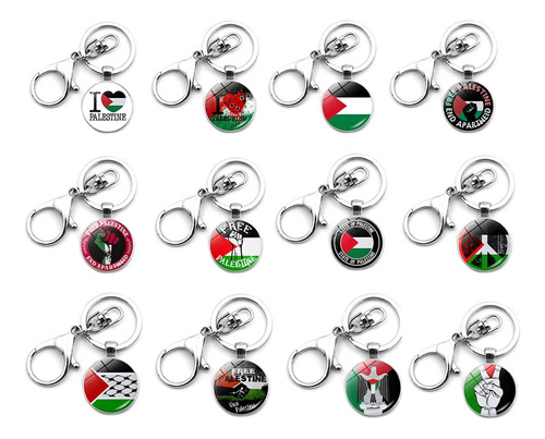 Llavero De Aleación De Zinc Con Bandera De Palestina, 12 Uni