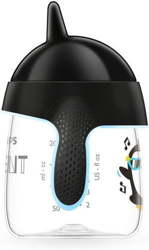 Vaso Pinguino Entrenador Avent 9oz Boquilla Rigida 9m+ Negro