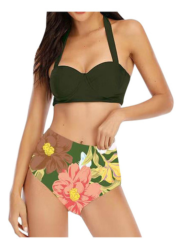 Bikini Caliente Estampado De Dos Piezas Para Mujer, Con Almo