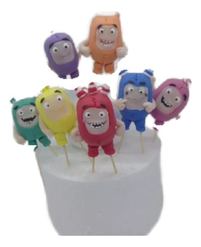 Adorno De Torta Oddbods Por 7 Unidades Porcelana Fria