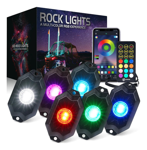 Pack 6 Luces De Roca Led Rgb Multicolor Rzr/jeep Todo Terren