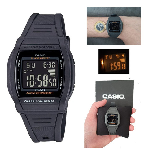 Reloj digital de caucho gris Casio W-201-1bvdf para hombre