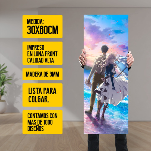 Imagen 2 de 8 de Cuadro Grande 30x80 Cm Violet Evergarden Violet Y Gilbert