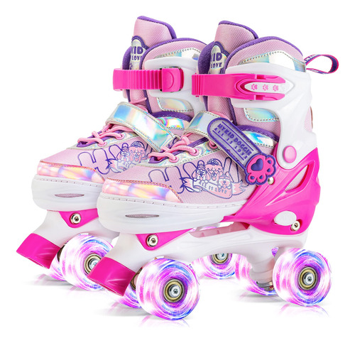 Patines Con Ruedas Luminosas Ajustables Para Niños Con Plant