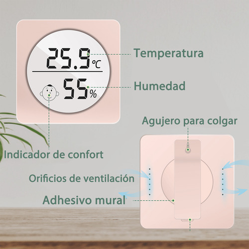Termohigrómetro Digital Nice-power WS160-Pink color Rosa