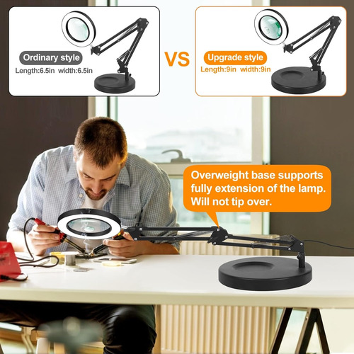 Lupa 2-en-1 Con Luz Y Soporte, Lámpara De Lupa Led De Eoke 1