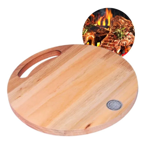 Tabla Redonda Asado Madera Picada 30cm Bbq-grill