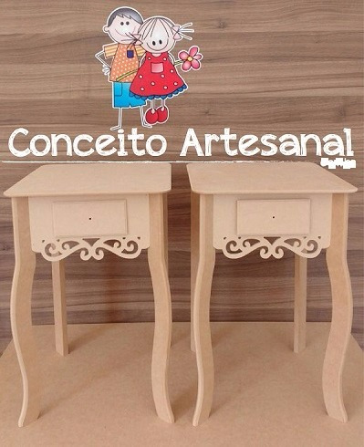 2 Aparadores Criado Mudo 1 Gaveta Prince Mdf Decoração