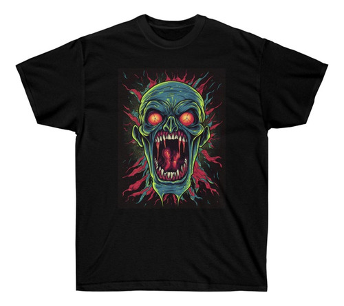 Polera Unisex Calavera Zombie Grito Algodon Estampado