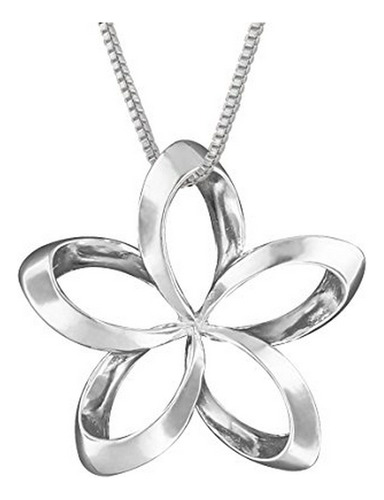 Collar De La Plata Esterlina 19mm Abierto Plumeria Colgante,