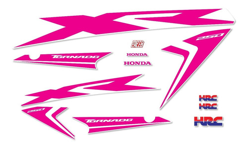 Kit Calcos - Honda Xr 250 - Tornado - Moto Blanca (rosa)