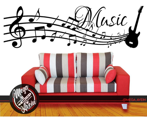 Vinilo Decorativo Música Notas Musicales 200x60cm