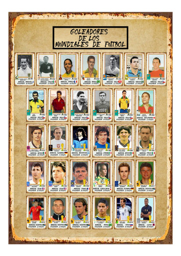 1 Cartel Metalico   Futbol-goleadores De Mundiales  40x28  