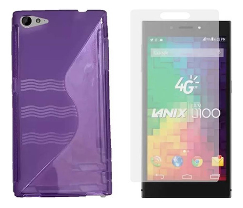 Combo Funda Protector Tpu Lanix L1100 + Mica De Cristal 