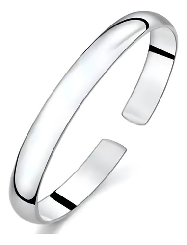 Brazalete Aro Liso Para Mujer, De Plata 925 Ajustable