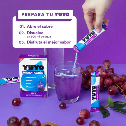 Pack 80 Unidades | Yuyo Vitaminas | Uva | Electrolitos