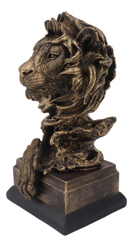 Escultura De Cabeza De León, Resina, Vívida Y Realista, Artí
