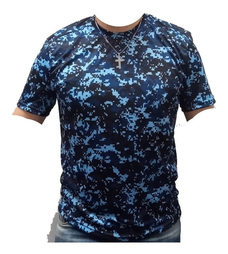 Remera Dryfit Camuflada Uca Multi Digital Azul Gaucho Rivero