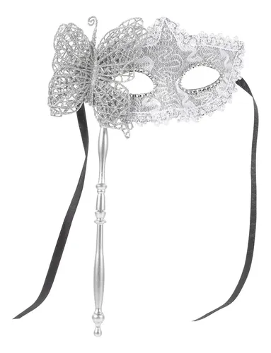 Máscara De Mascarada Con Palo, Con Lentejuelas Y Pedrería – Perfecta Para Halloween Y Fiestas