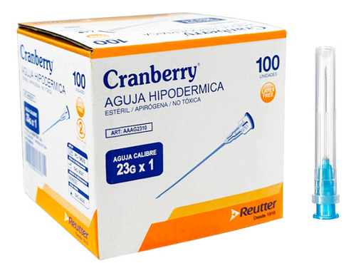 Aguja Hipodermica 23g X 1 - Caja 100 Unds Cranberry 