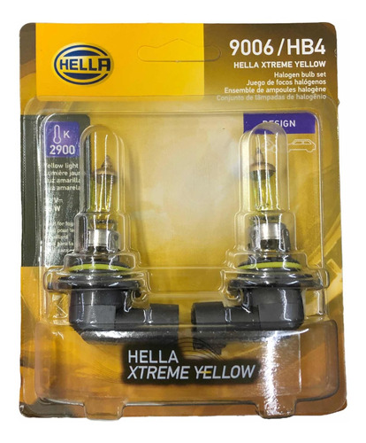 Set 2x Focos Halógeno Hella Xtreme Yellow Hb4 9006 55w 2900k